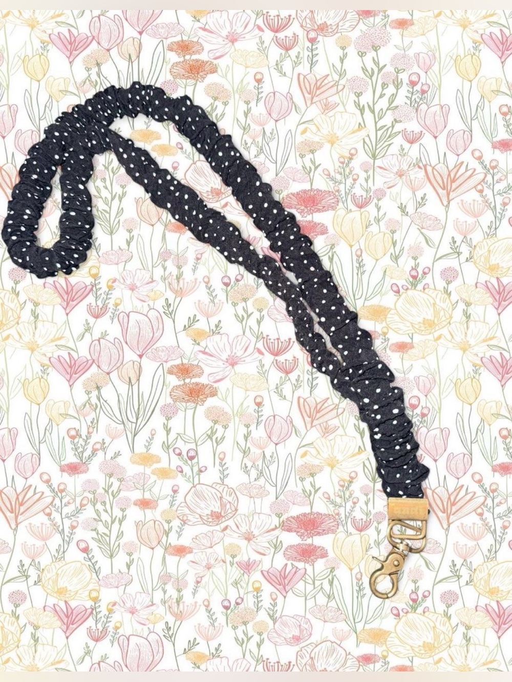 Andi Scunchie Black Polka Dot Lanyard with Gold Clip